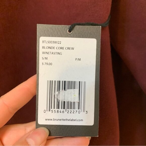 Brunette The Label Core Crew BLONDE Winetasting Burgundy S/M NWT - Picture 5 of 11